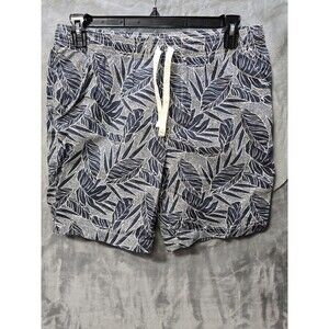 Goodfellow Mens Med Shorts Swim Trunks Blue Palm Tree Pockets Beach Pool Outdoor